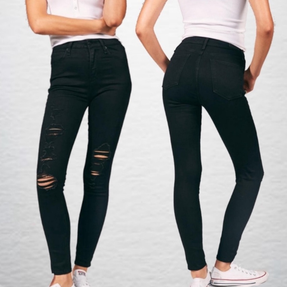 NWOT Abercrombie & Fitch Black Super Skinny High Rise Jeans 27 / 4R